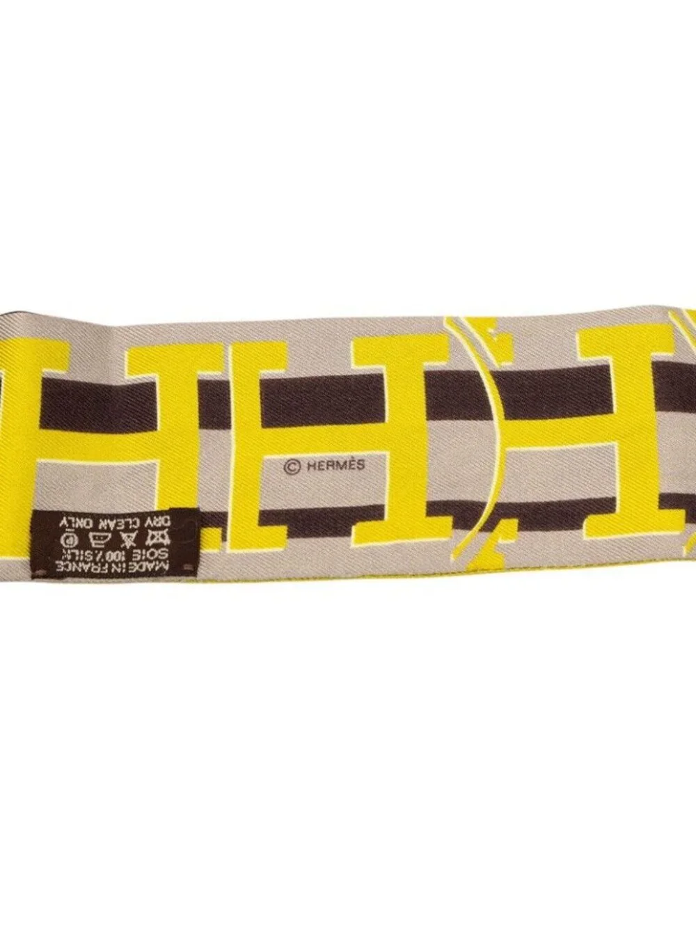 ★SOLD★ Hermes 24 Faubourg Seconde 10 Scarf Yellow System Silk - Picture 5 of 6